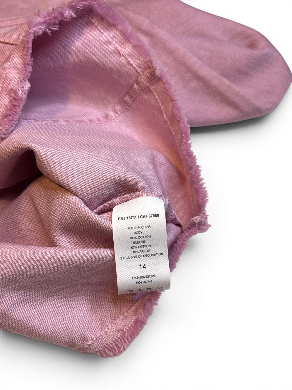 Splendid Pink Denim Jacket Girls Size 14 Raw Hem NWT - Picture 4 of 6